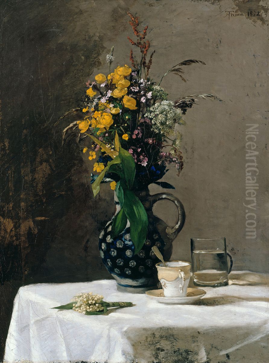 Bouquet of wild flowers Oil Painting by Hans Thoma