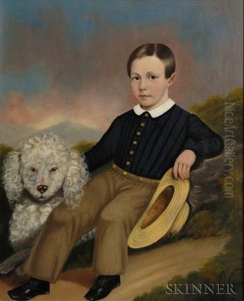 Portrait Of A Young Boy With His Dog Oil Painting by Joseph Goodhue Chandler