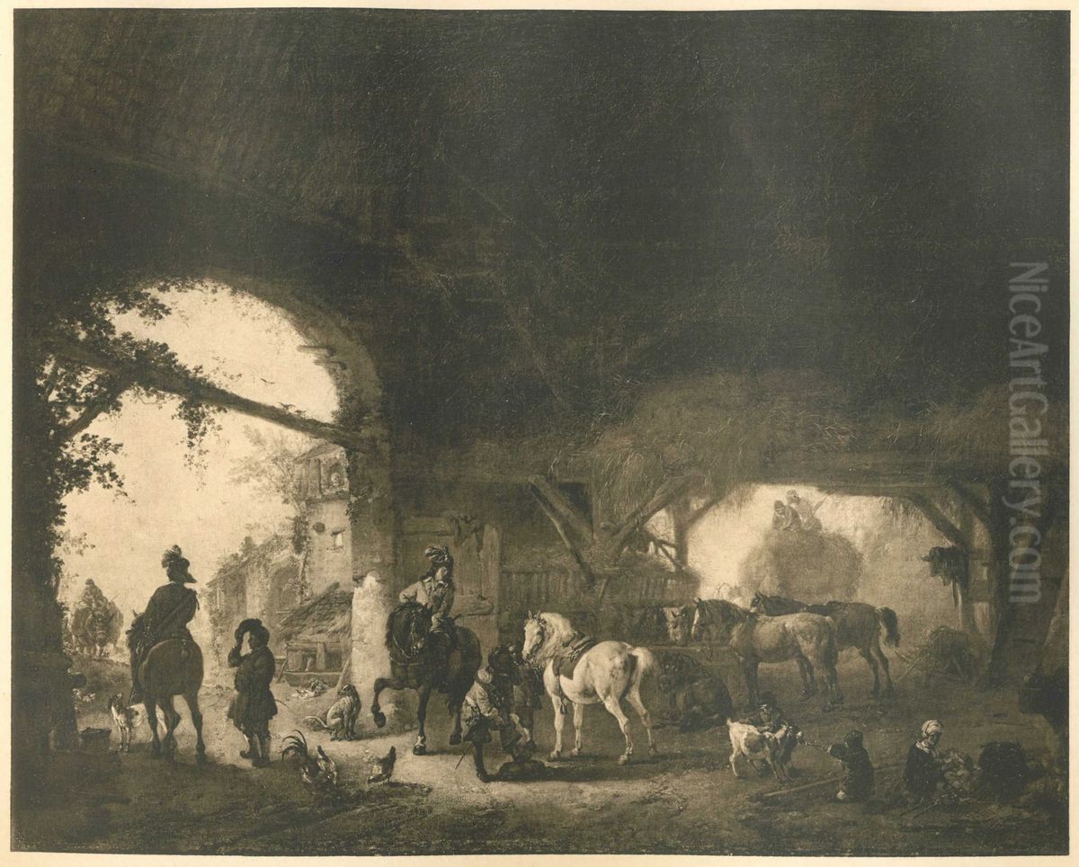 Der Gasthofstall Oil Painting by Philips Wouwerman