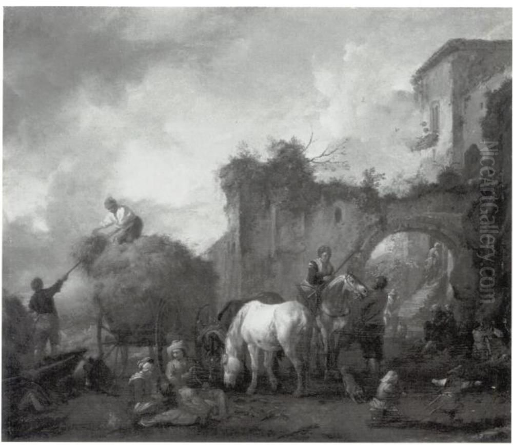 Der Heuwagen Oil Painting by Philips Wouwerman
