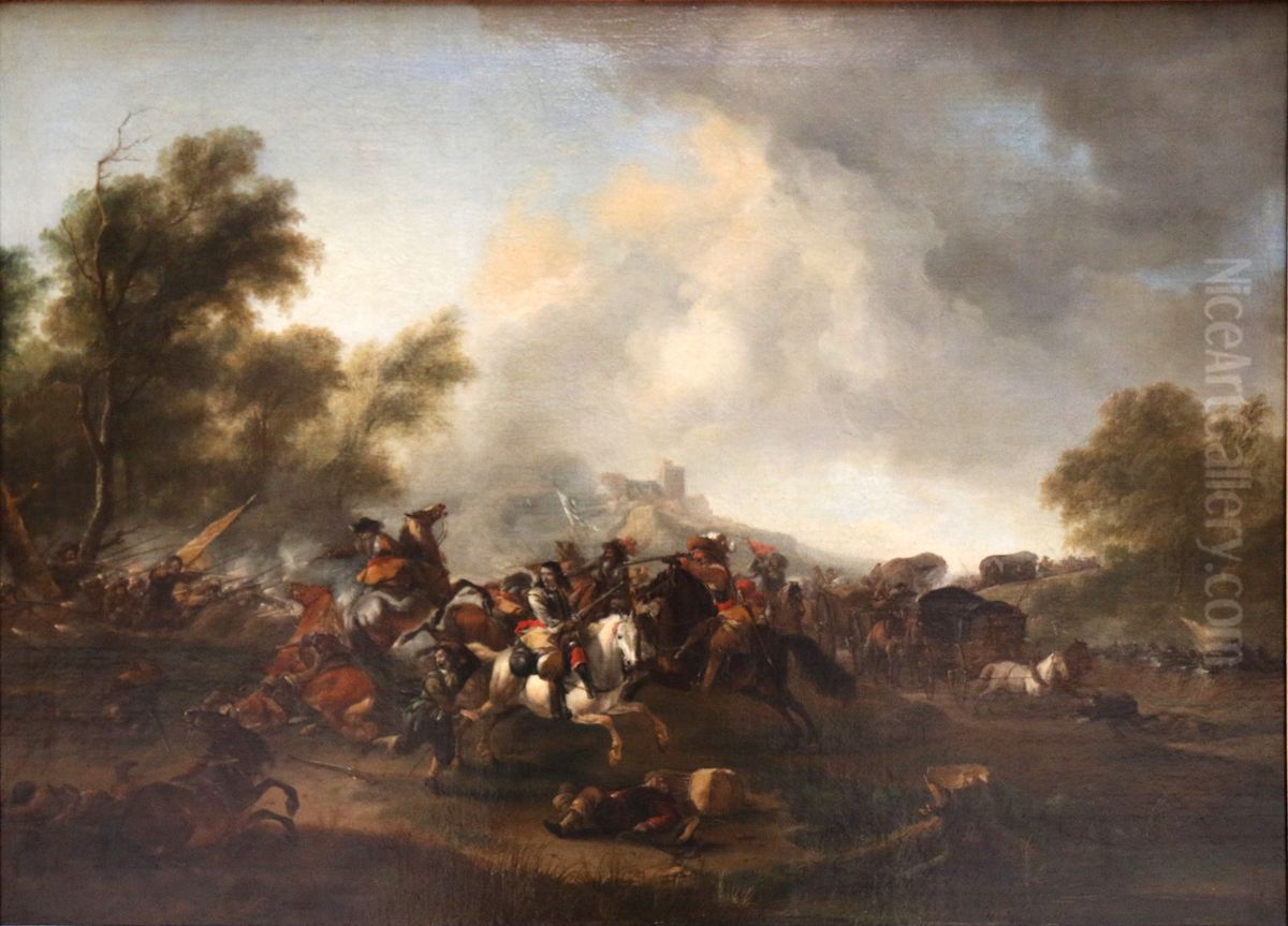 L'attaque du convoi Oil Painting by Philips Wouwerman