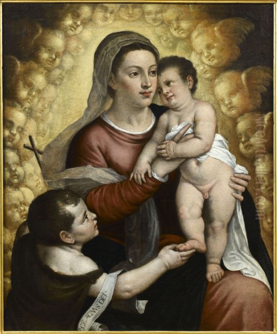 Madonna and Child with Saint John the Baptist Oil Painting by Titianand workshop