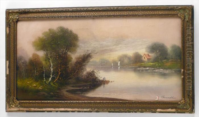 River Landscape Oil Painting by William Henry Chandler