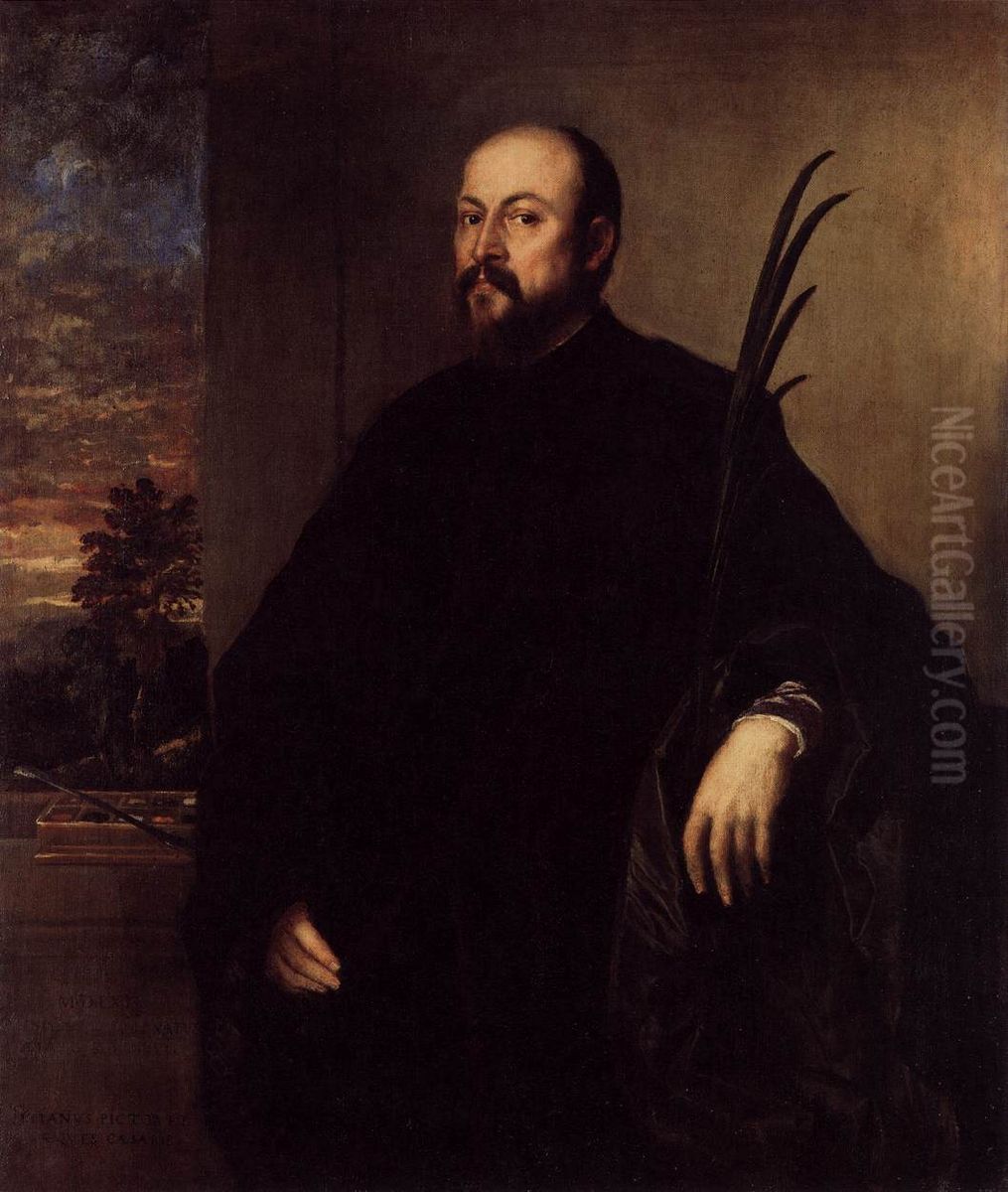Portrait of the paint-ealer Alvise dalla Scala Oil Painting by Titian
