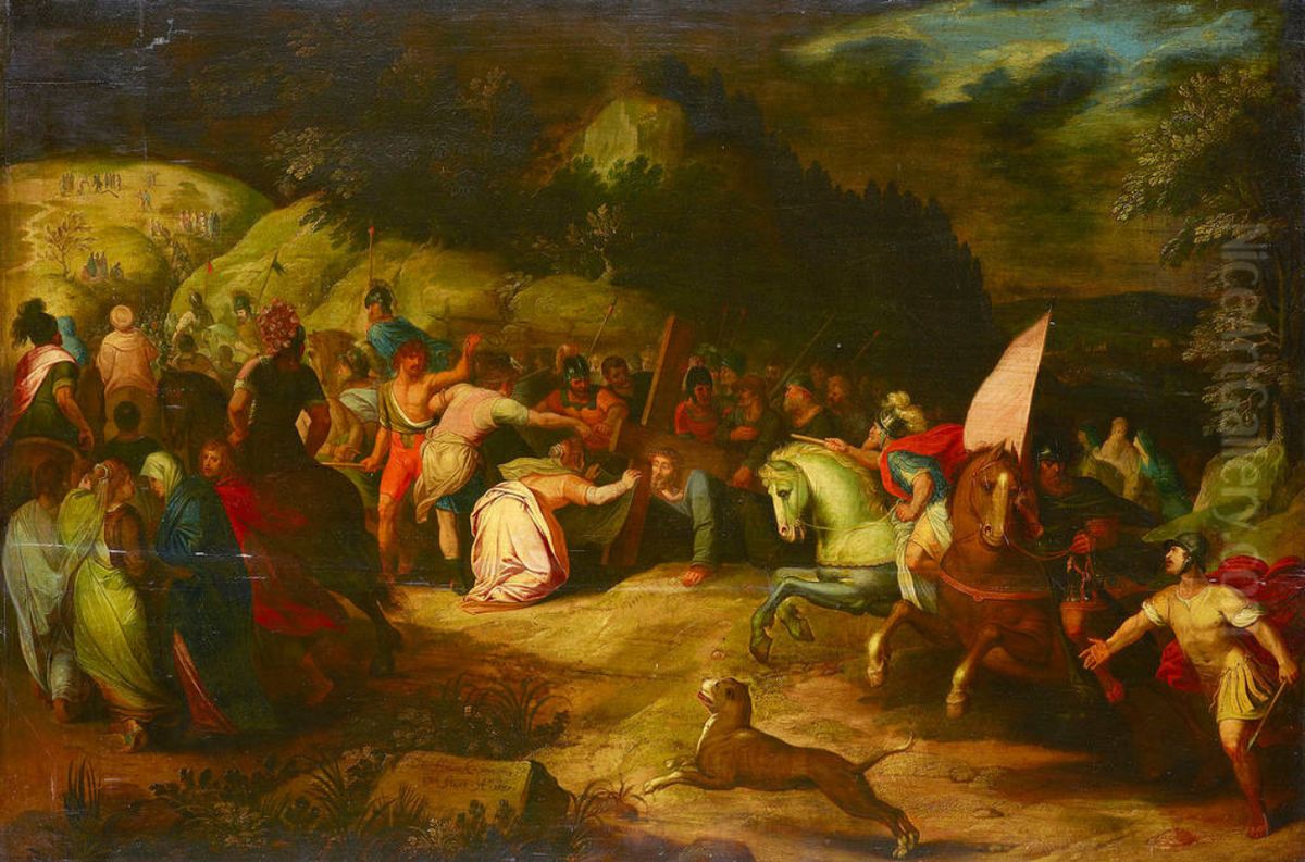 Christ collapsing under the cross on his way to Golgotha Oil Painting by Frans Francken I
