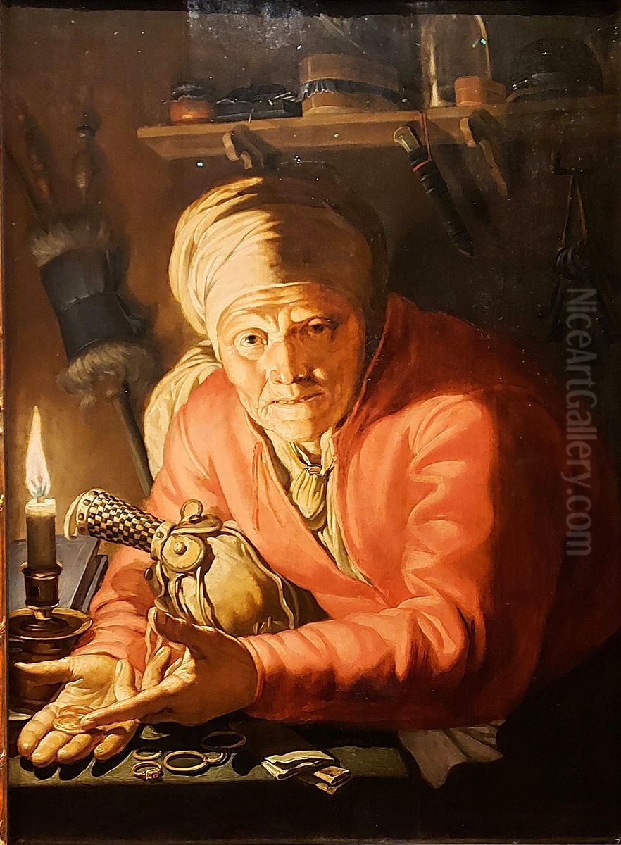 The Miserly Old Woman Oil Painting by Abraham Bloemaert