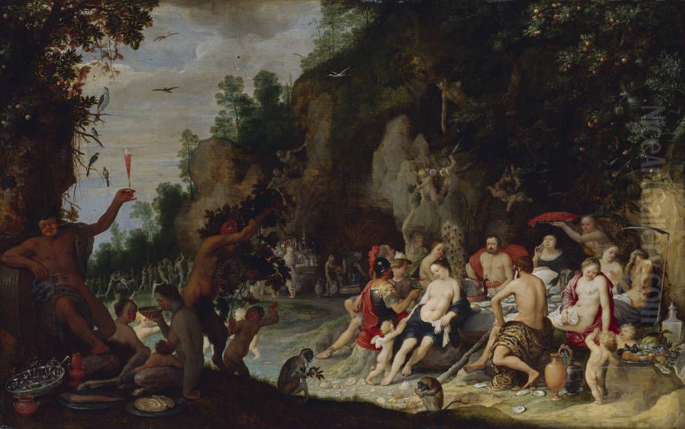 Feast of the gods in the forest Oil Painting by Adriaen Van Stalbemt