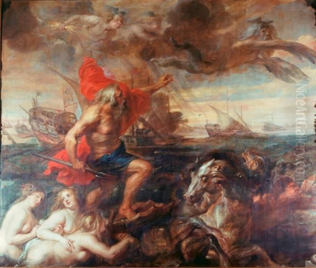 The voyage of the prince from Barcelona to Genoa, 1634-1635 Oil Painting by (studio of) Rubens, Peter Paul
