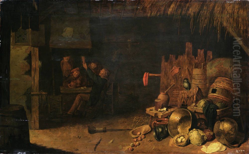 Peasant interior Oil Painting by David Ryckaert III