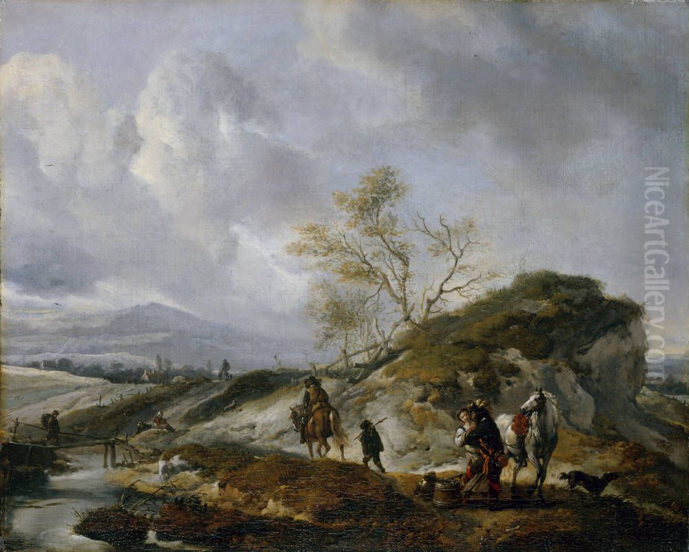 Ein Reiter umarmt ein Madchen Oil Painting by Philips Wouwerman