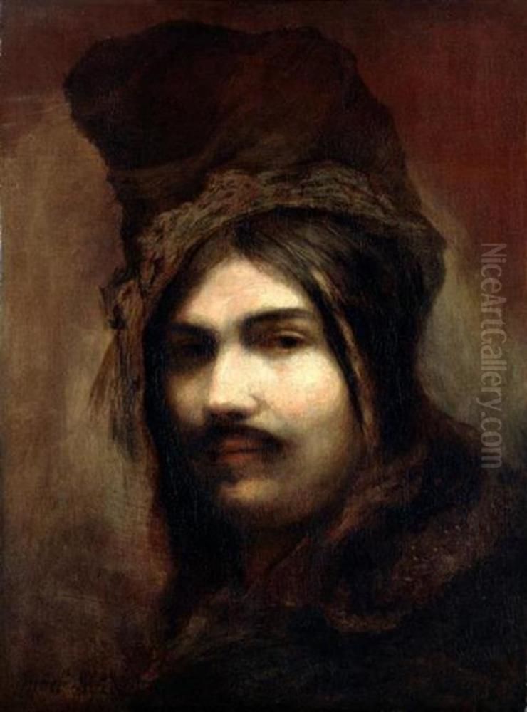 Portrait of a Hajduk with cap Oil Painting by Christopher Paudiss