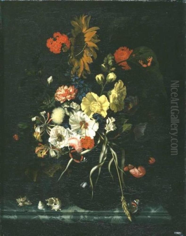 Blumen und Muscheln Oil Painting by Maria van Oosterwijck