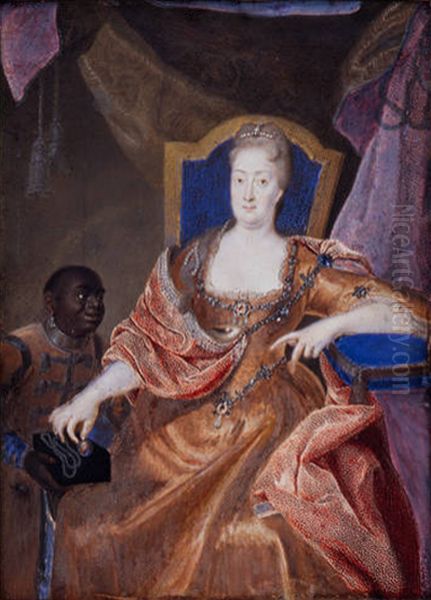 Bildnis der Kurfurstin Christiane Eberhardine im Prunkrahmen Oil Painting by Louis de Silvestre