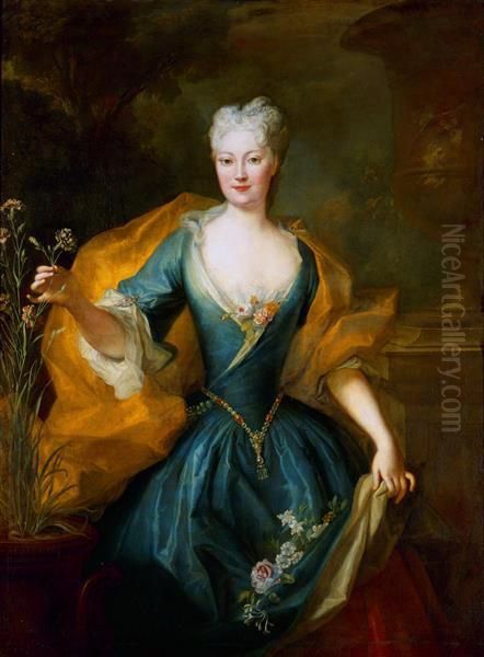 Friederike Charlotte Furstin Lubomirska (1701-1755) Oil Painting by Louis de Silvestre