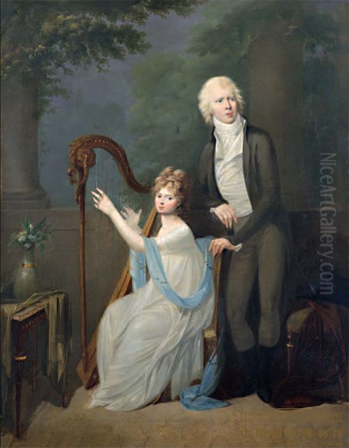 August Herzog zu Gotha-Altenburg und Gemahlin Luise von Mecklenburg Oil Painting by Alexander Molinari
