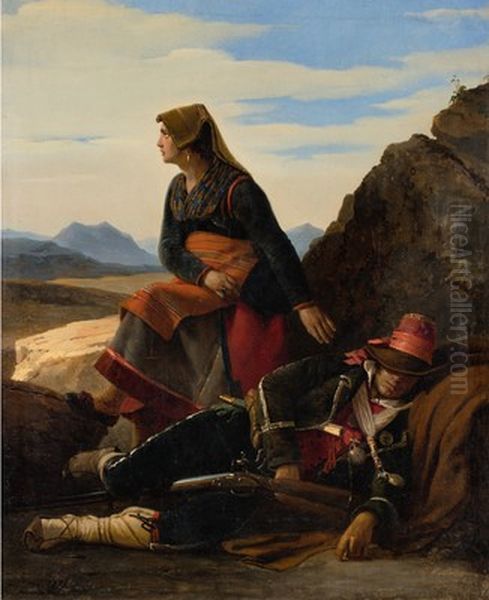 The sleeping robber (b) Oil Painting by Leopold Robert