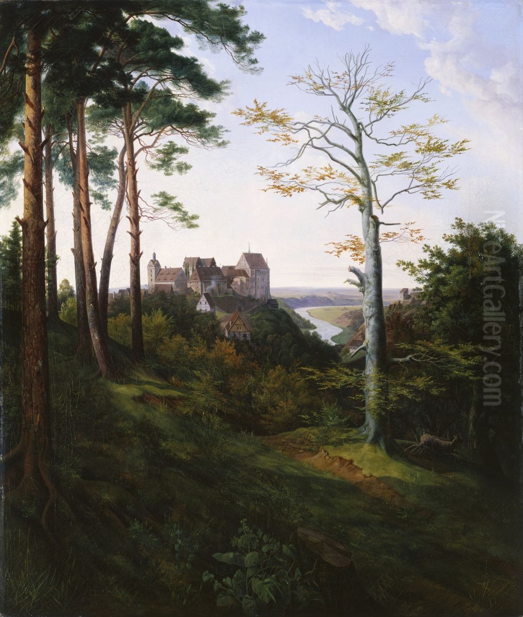 Schloss Colditz Oil Painting by Ernst Ferdinand Oehme