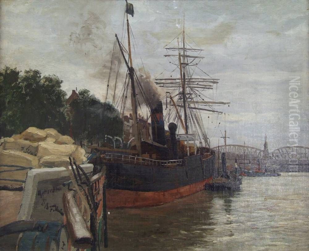 Delftshaven bei Rotterdam Oil Painting by Friedrich Kallmorgen