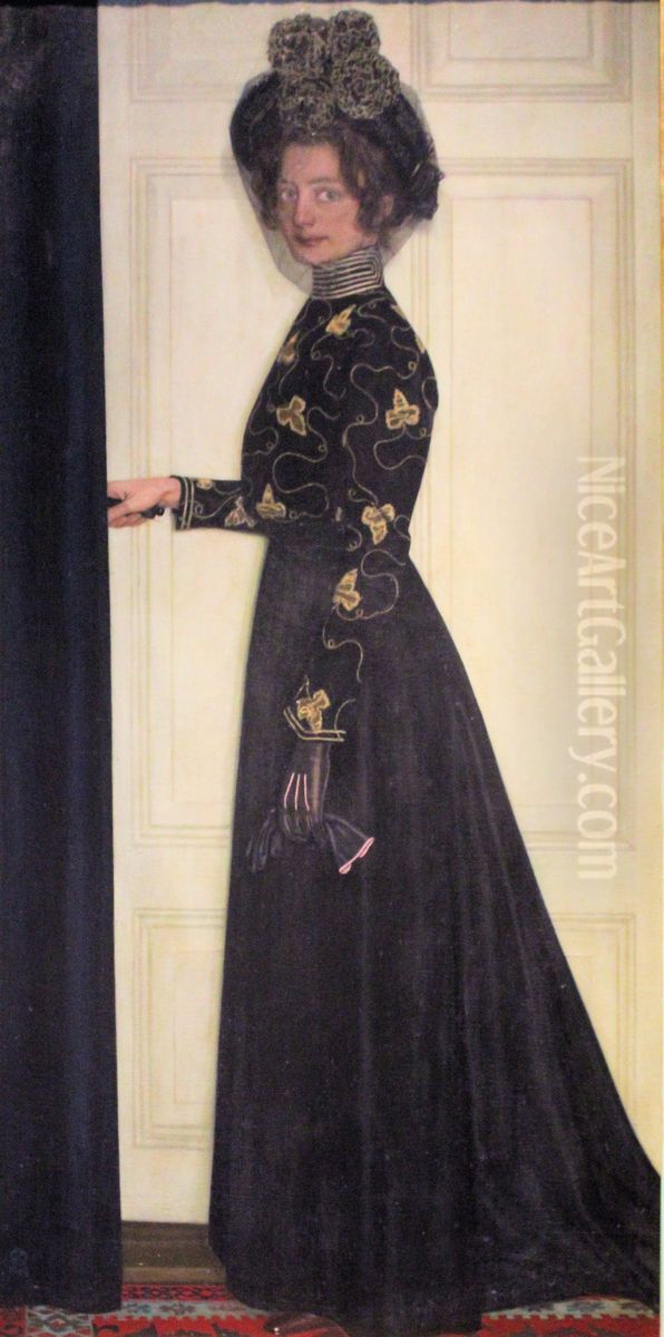 Portrait of the artist's wife Oil Painting by Oskar Zwintscher