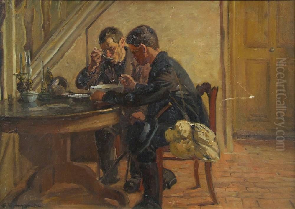 Die Handwerksburschen Oil Painting by Friedrich Kallmorgen