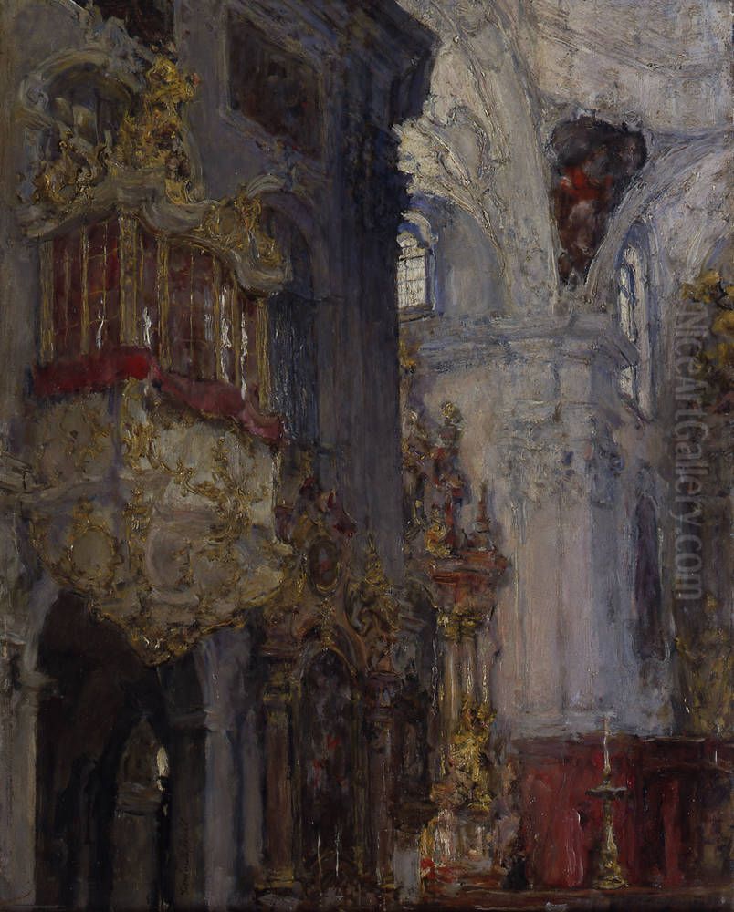 Kircheninneres (St. Peter in Salzburg) Oil Painting by Gotthardt Kuehl