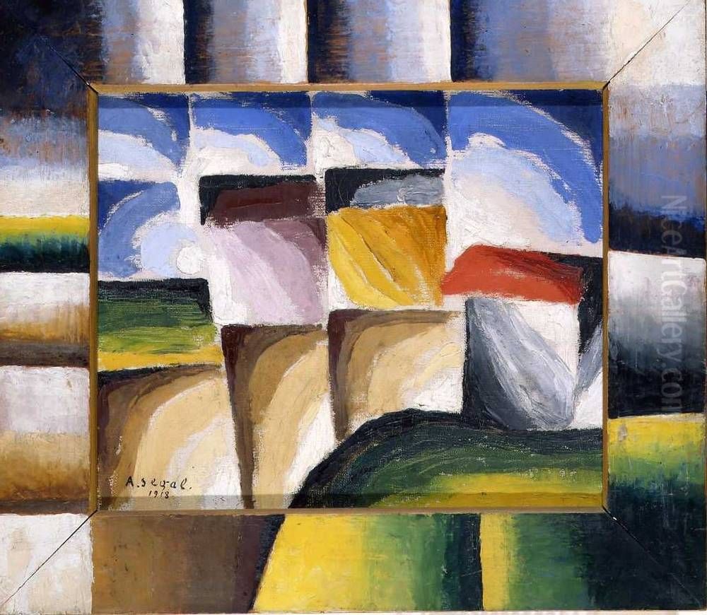 Houses, Meadows and Fields Oil Painting by Arthur Segal