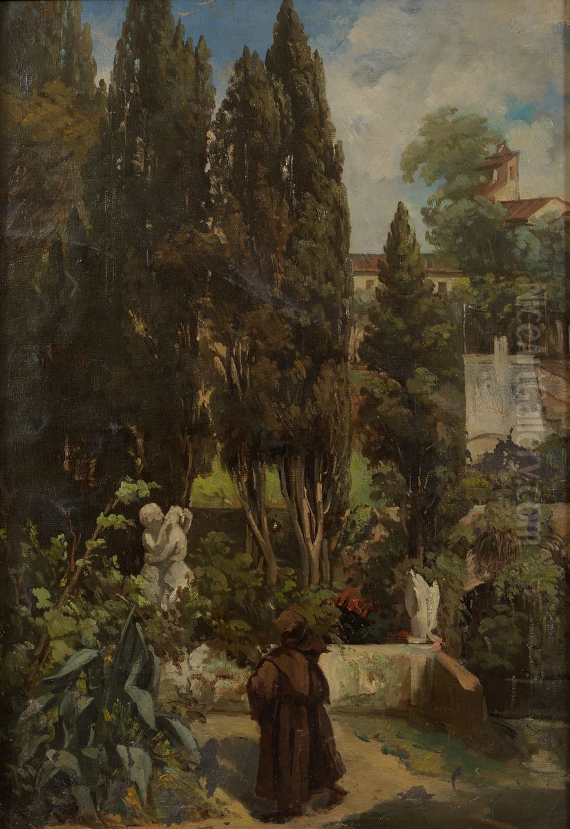 Villa d'Este Oil Painting by Julie Wilhelmine Hagen-Schwarz