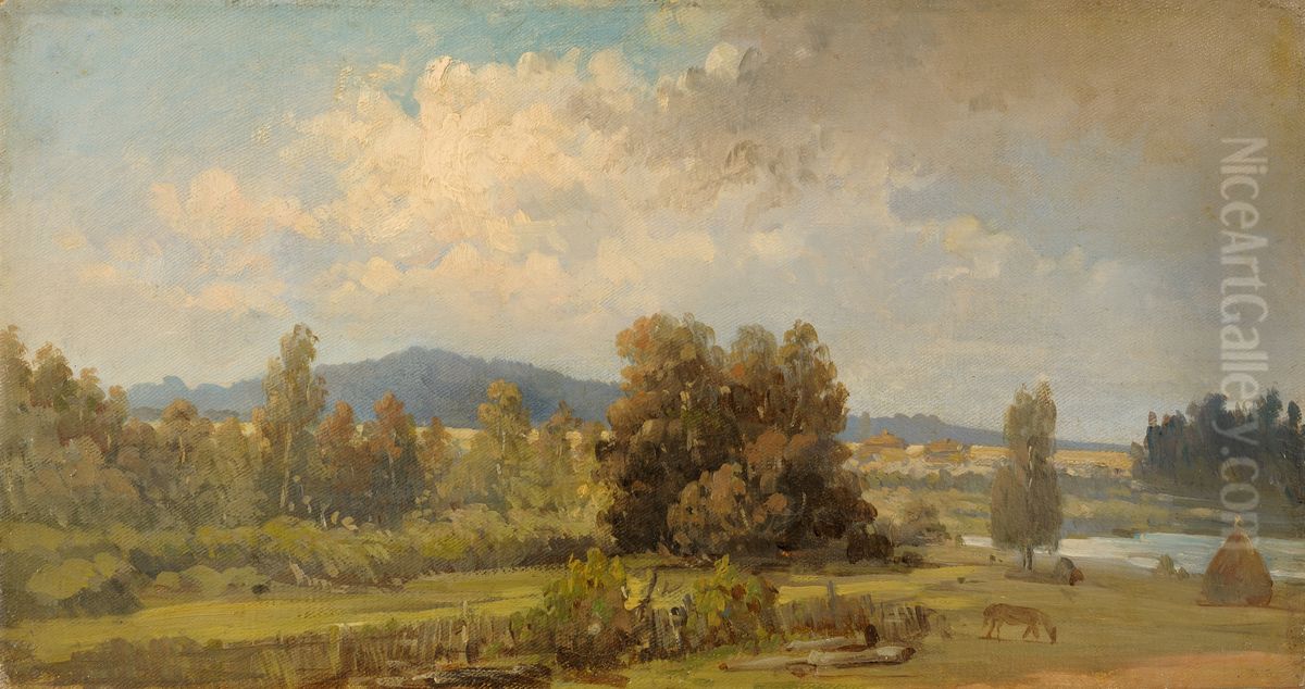 Blauberg near Wolmar Oil Painting by Julie Wilhelmine Hagen-Schwarz