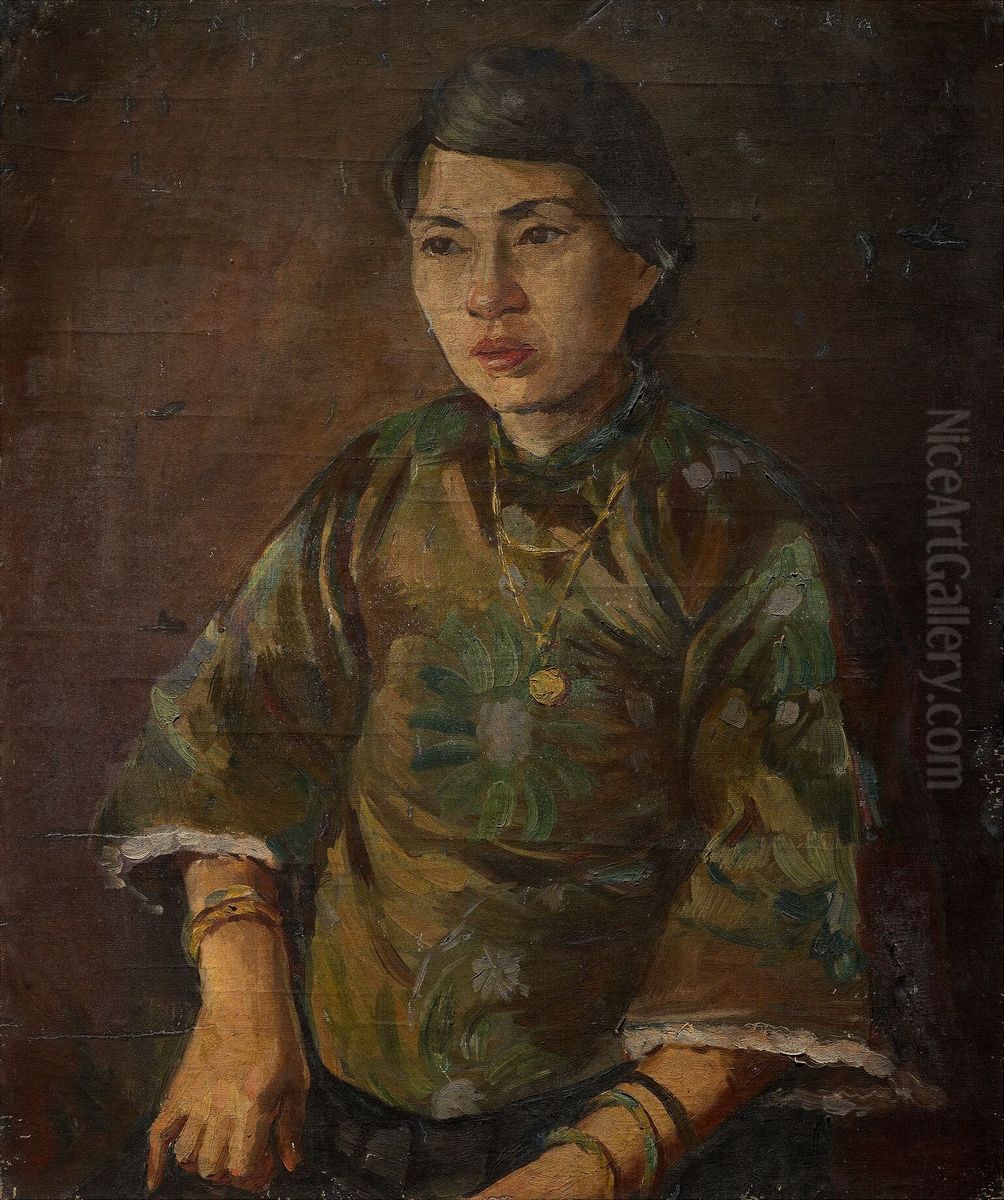 Portrait of Sister Oil Painting by Li Mei-shu