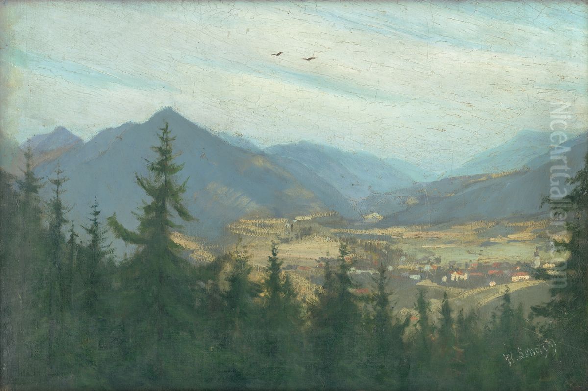 Krajina pri Ruzomberku Oil Painting by Karol Miloslav Lehotsky