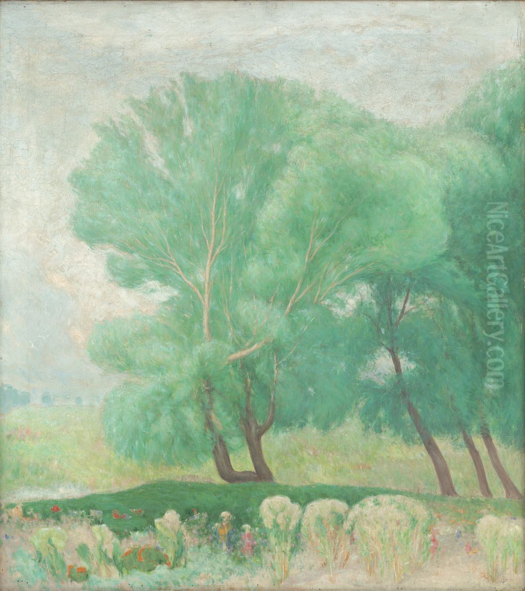 Landscape with Trees Oil Painting by Karol Miloslav Lehotsky