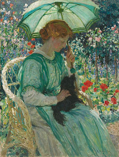 The green parasol Oil Painting by E. Phillips Fox