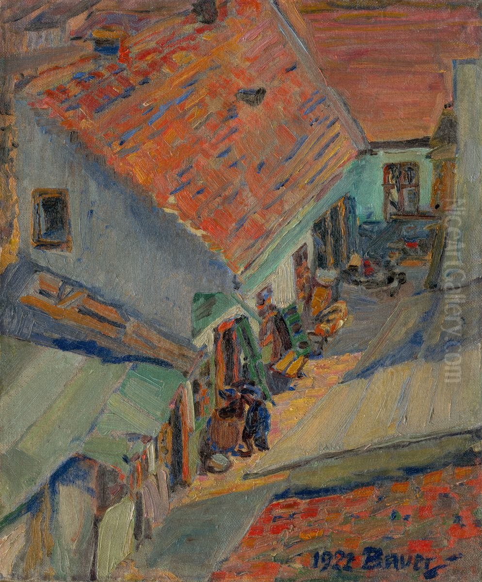 In front of the House Oil Painting by Konstantin Bauer