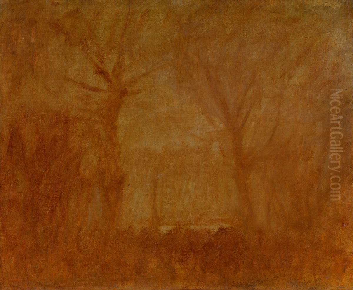 Flaming Landscape Oil Painting by Laszlo Mednyanszky