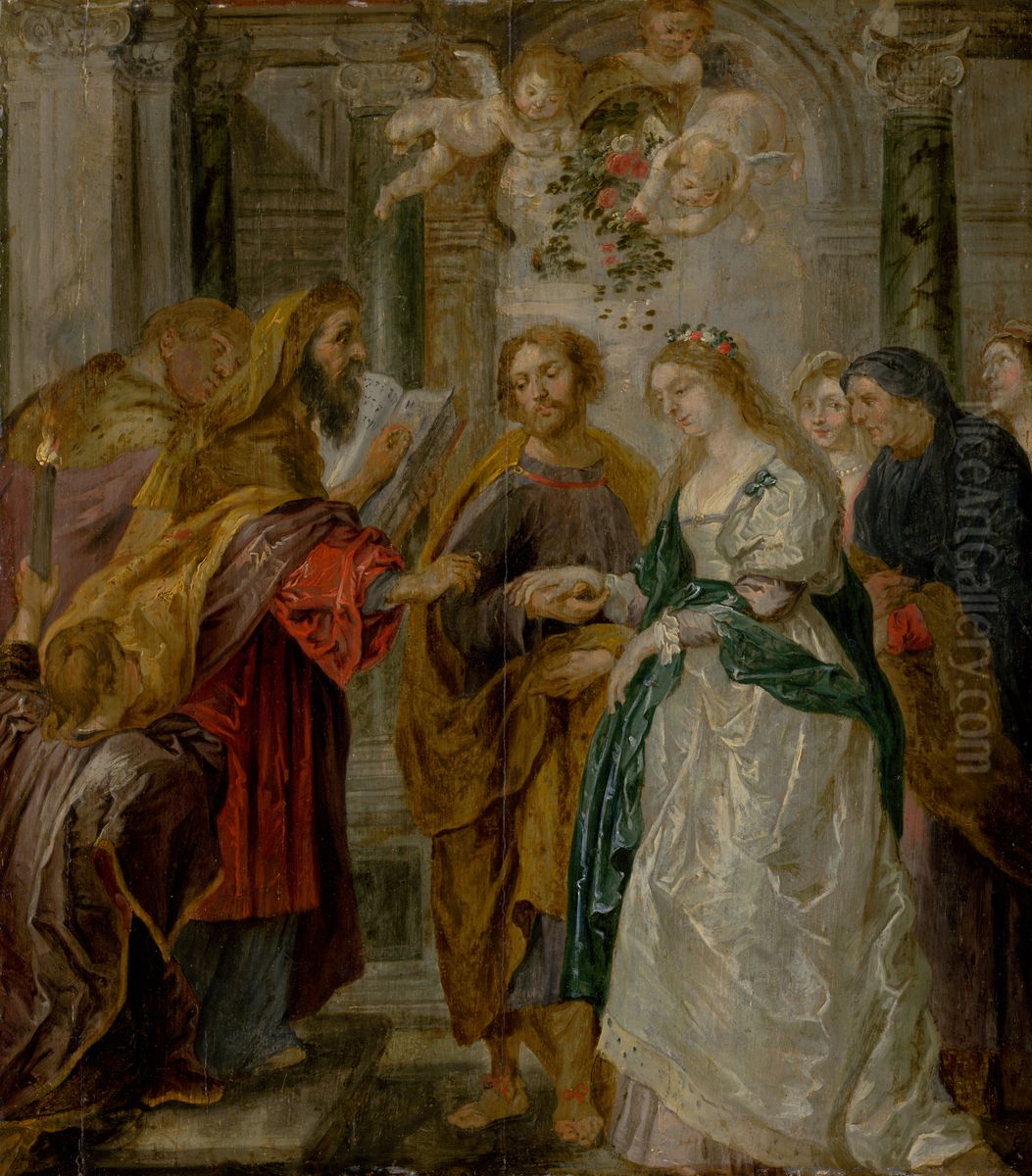 The Betrothal of the Virgin Mary Oil Painting by (studio of) Rubens, Peter Paul