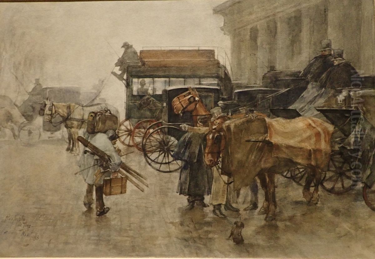 Carriages at Hollands Spoor Station, The Hague Oil Painting by Pieter De Josselin De Jong