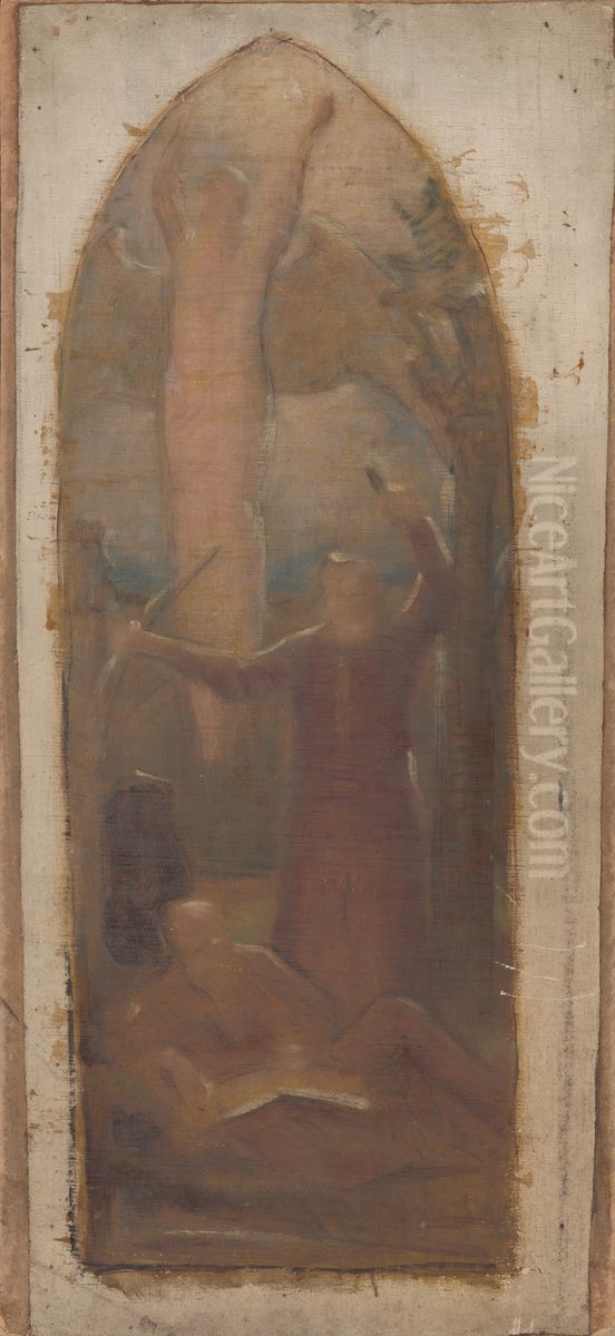 Sketch for the Composition of Religious Scene Oil Painting by Milan Thomka Mitrovsky