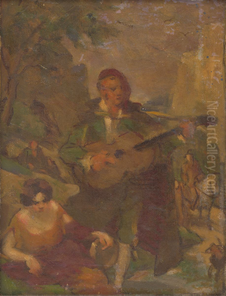 Gitarista Oil Painting by Milan Thomka Mitrovsky