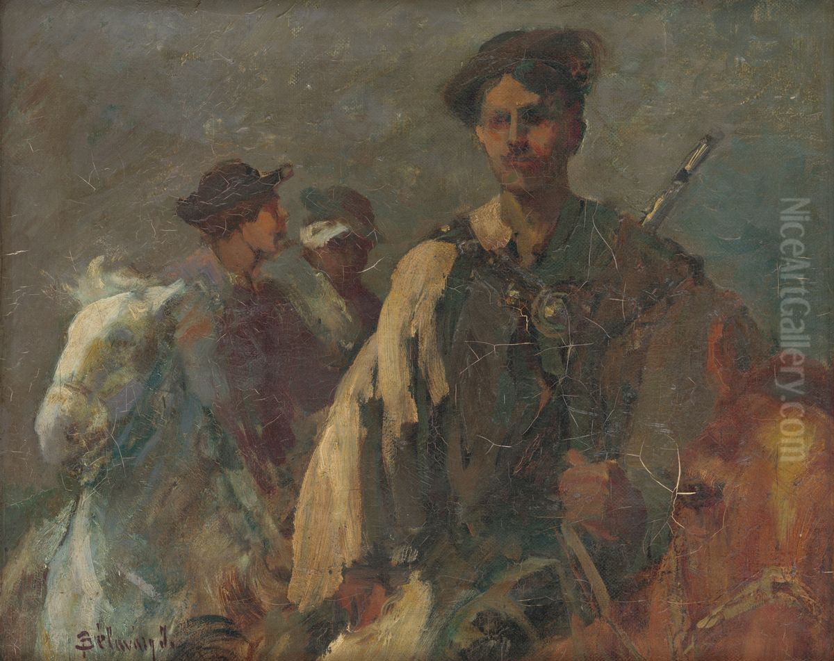 Povstalci Oil Painting by Istvan Burchard-Belavary