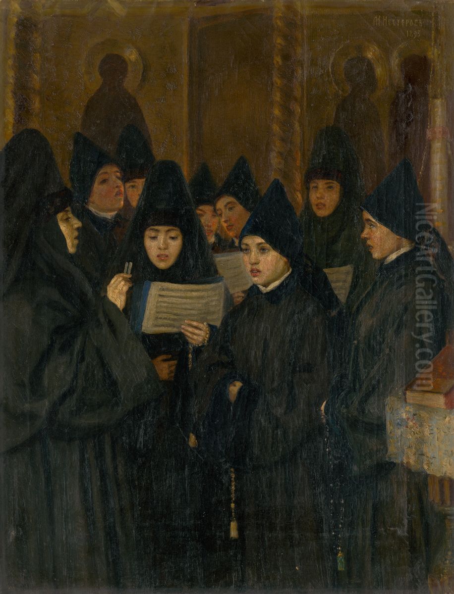 Nuns Oil Painting by Mikhail Nesterov
