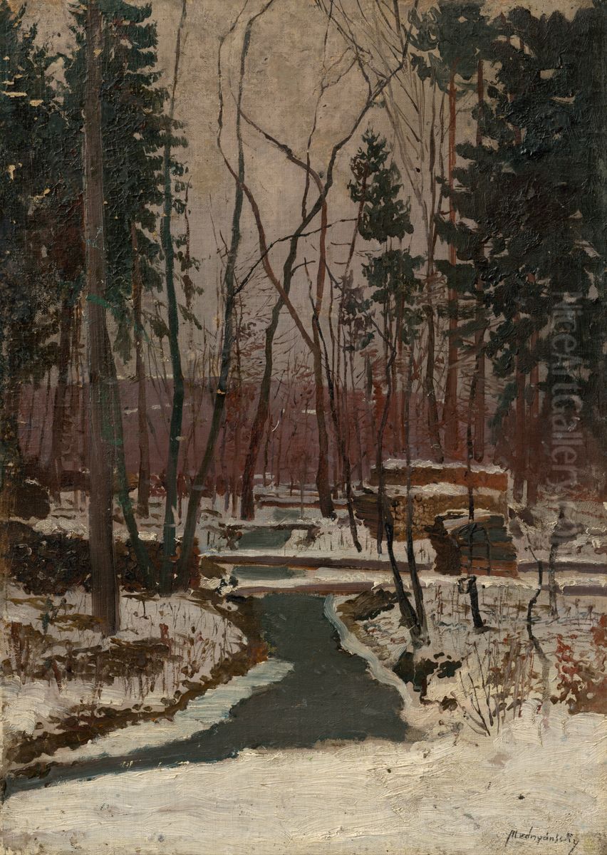 Thaw Oil Painting by Laszlo Mednyanszky