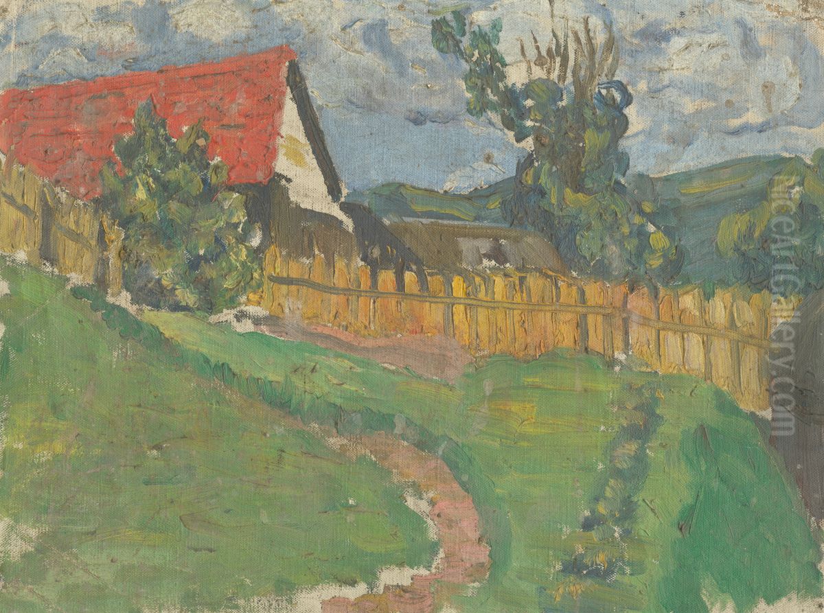 Study of a Landscape with a House Oil Painting by Frida Konstantin