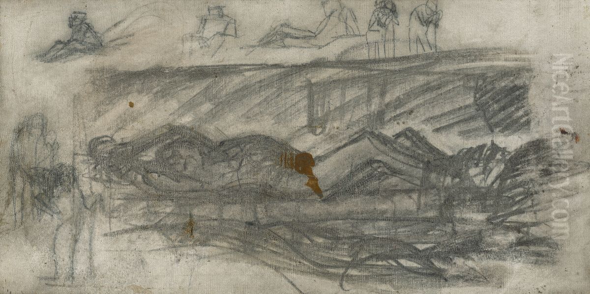 Study of a Bound Slave and Other Motifs Oil Painting by Laszlo Mednyanszky