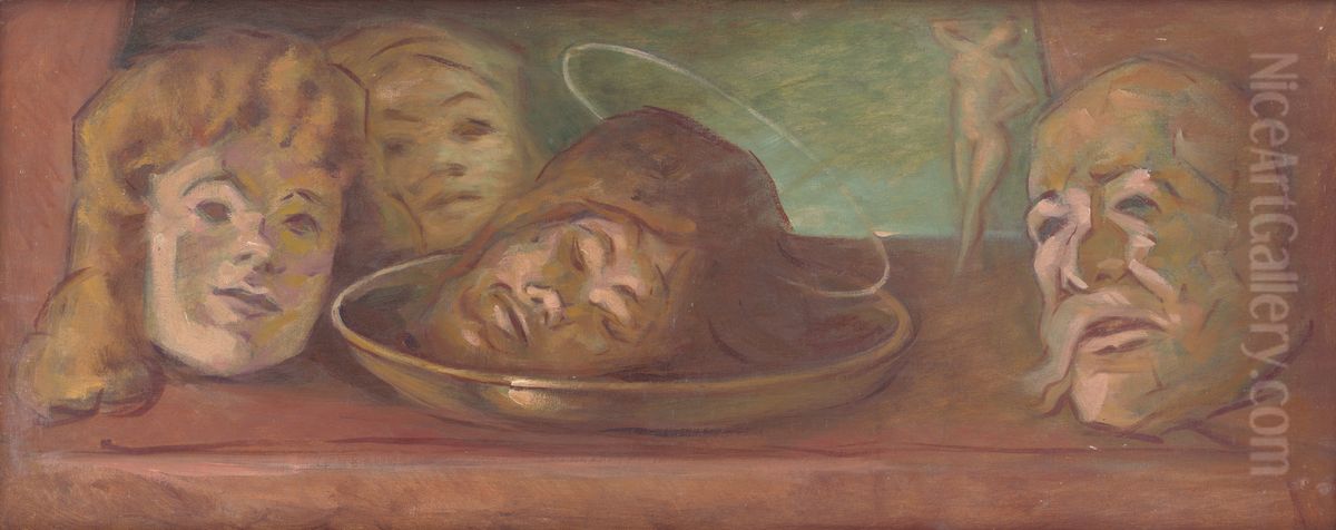 Head of John the Baptist 'Salome' Oil Painting by Milan Thomka Mitrovsky