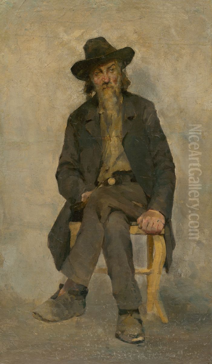 Study of a Seated Old Man Oil Painting by Cyril Kutlik