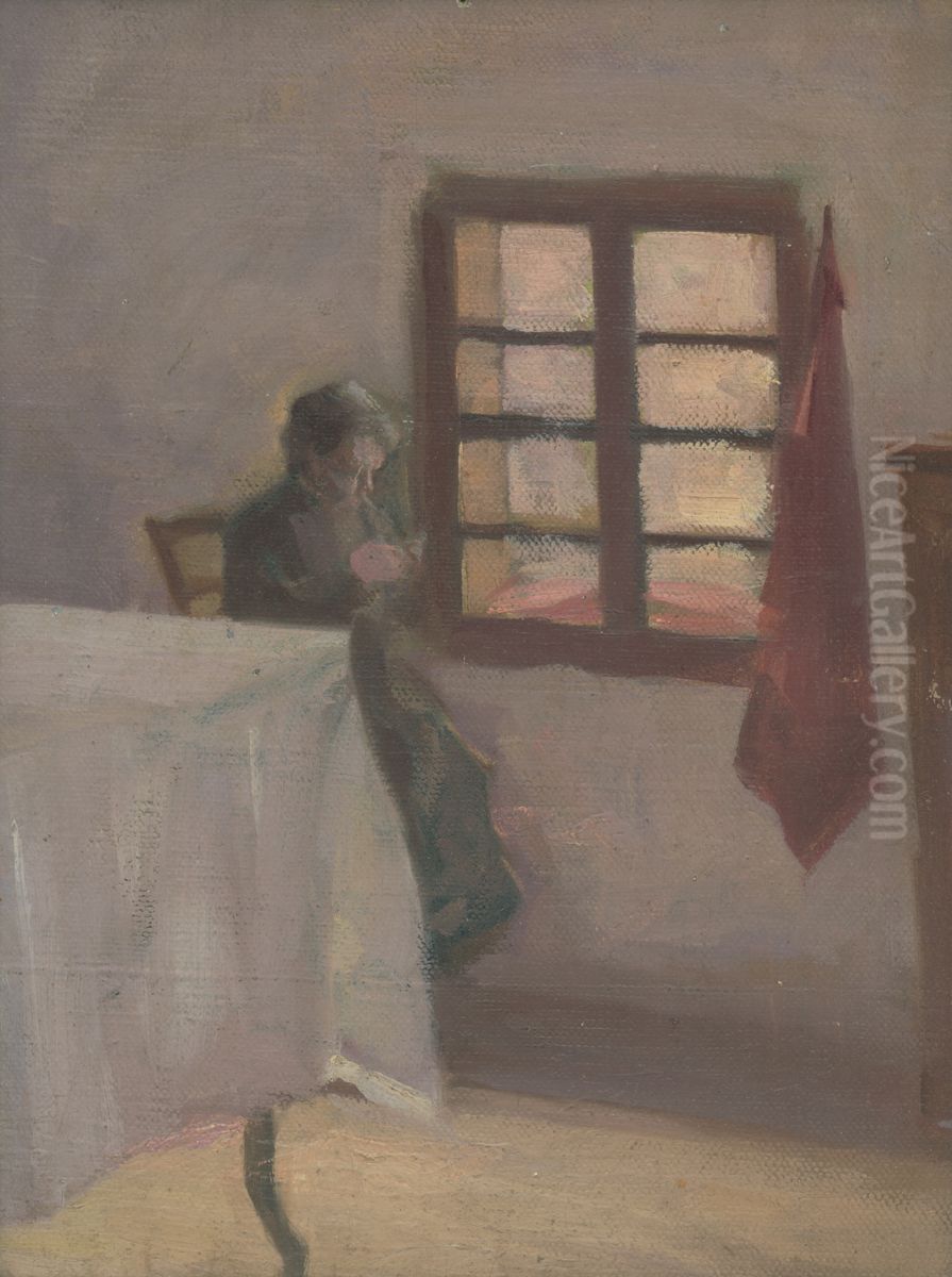 Woman by a Window Oil Painting by Eduard Putra