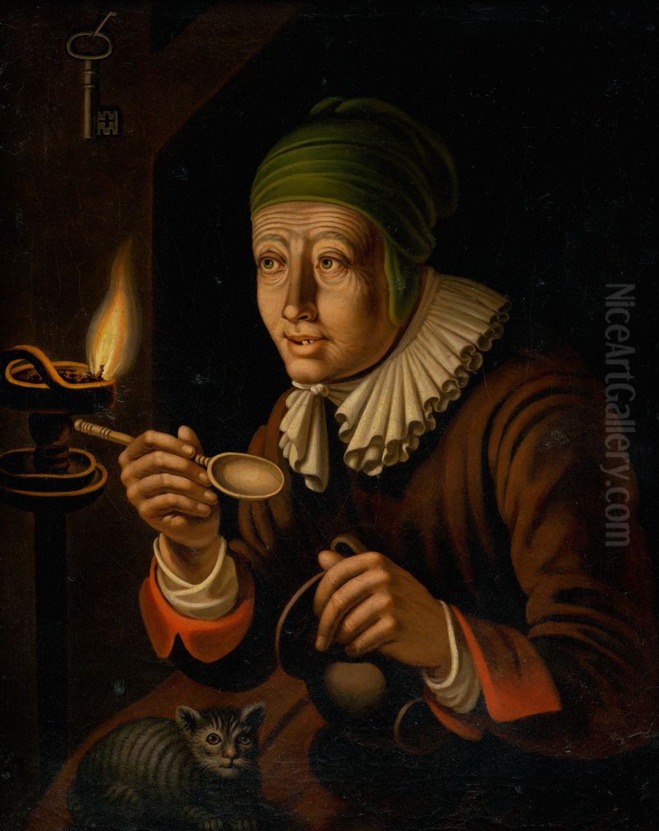 Witch Oil Painting by Janos Rombauer