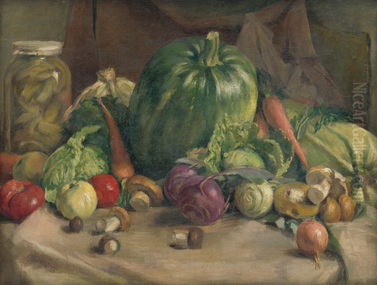 Still Life with Vegetables Oil Painting by Ladislav Treskon