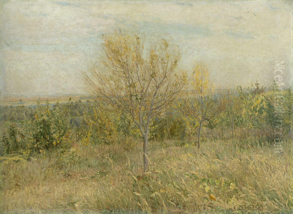 Autumn Landscape Oil Painting by Karol Miloslav Lehotsky