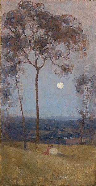 Above us the great grave sky Oil Painting by Arthur Streeton